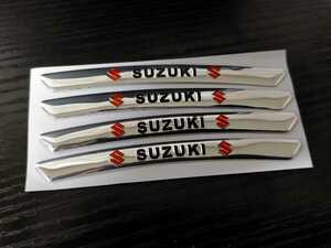 SUZUKIスズキ ホイールリムエンブレム ステッカー 4枚セット シルバー ジムニー エブリイワゴン ワゴンR スペーシア ハスラー スイフト