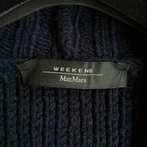 新品同様★マックスマーラ MaxMara WEEKEND 近年物 ざっくりニットコート 異素材切替 ロングカーディガン ベルト付き ゆったり 紺 M〜L_画像8