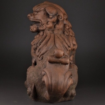 中国美術 時代 朱泥 狛犬 獅子 置物 高さ40.5㎝_画像5