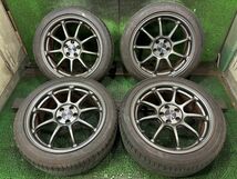 ダンロップ　ルマンV　215/45R17　ENKEIパフォーマンスライン　PF09　アルミホイール付き　4本　7.5J　ET48/5H　100　22年製サマータイヤ_画像1