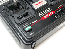 【K1147】フタバ ATTACK 4WD T4VWD 送信機 中古品 通電確認（タミヤ FUTABA 05 アタック RC ラジコン プロポ TX AM 27MHz N001）_画像3