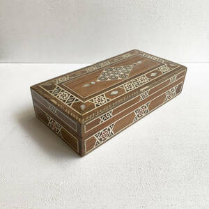 フランス ヴィンテージ 寄せ木 螺鈿細工 貝殻 木箱 ウッドボックス 小物入れ ケース ジュエリー ボックス 箱 アンティーク