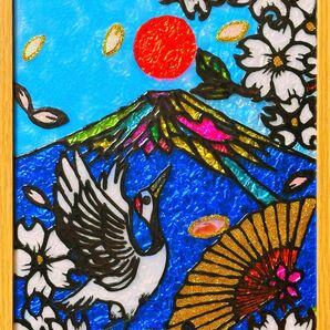 ステンドグラスガラス絵の具グラスデコアート富士山沖縄イラスト犬猫鳥花海月