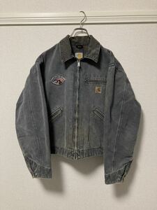 黒フェード！90s Carhartt カーハート デトロイトジャケット ダック地 ビンテージ ブラック グレー サイズL☆80s サンタフェ アクティブ