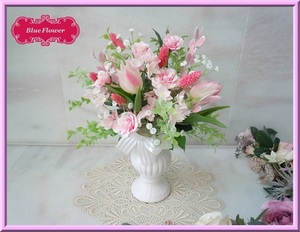 Art hand Auction ◆Rose & Tulip Vase Arrangement*Pastel Pink◆Interior Flower Arrangement Also Great as a Mother's Day Gift Art Flowers Artificial Flowers Cheap Free Shipping, hand craft, handicraft, art flower, pressed flowers, arrangement