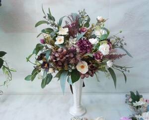 * antique color * height. exist vase arrange * dahlia & rose * classical color Schic a- scalar dark color interior 