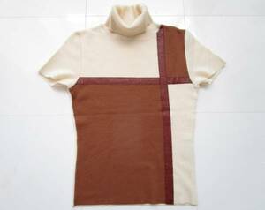  beautiful goods *Private Label Private Label * short sleeves ta-toru knitted *38 number 9 number M size white beige & Brown 