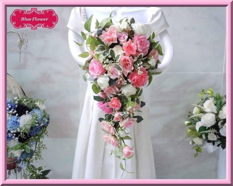 ◆可爱的粉红玫瑰层叠花束◆婚礼花束拍摄前粉红色 *也适合公主室内装饰 艺术花 人造花 免运费, 手工, 手工业, 艺术花, 压花, 安排