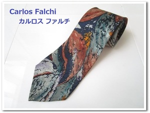 美品　希少◆Carlos Falchi カルロスファルチ◆ネクタイ プリント柄