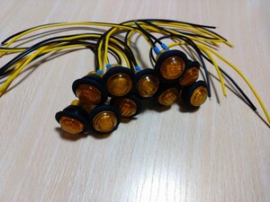 ボタンマーカー　１０個セット　アンバー　3 LED12〜30v 防水防塵　ip67 埋込式　ユーロ　ボルスカ　日野フソウud ISUZU　サイドマーカー　