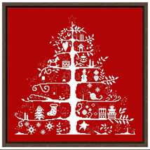 クロスステッチキット クリスマスツリー 一色刺し 14CT 38×37cm 刺繍 赤_画像1