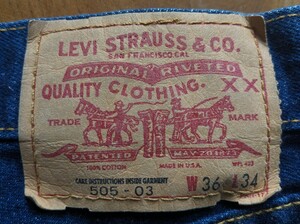 90s 00s usa製 levis リーバイス　505 ほぼ デッドストック　w36 w34 デニムパンツ 赤耳 XX バレンシア 501