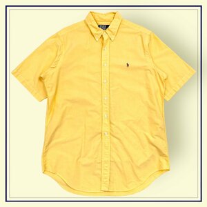 90s ビンテージ◆Polo RALPH LAUREN ポロ ラルフローレン 半袖 ボタンダウン BD オックスフォード シャツ LL/イエロー/C-TK2525 ハミルトン