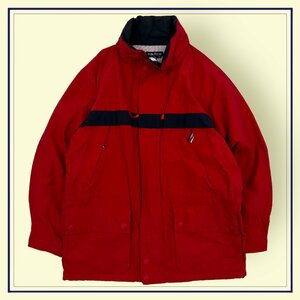 90s NAUTICA ノーティカ コットン&ナイロン セーリング ジャケット ジャンバー 裏メッシュ サイズ L/赤 レッド 古着屋 オールド ビンテージ