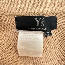 Y's ワイズ yohji yamamoto ヨウジヤマモト 5分丈 7分丈 コットン ニット カーディガン シャツ サイズ3/ブラウン キャメル系/レディース_画像6
