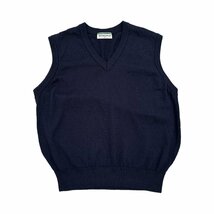 Munsingwear GrandSlam マンシングウェア ロゴ刺繍 Vネック ウール ニット ベスト セーター MAサイズ/ネイビー系 紺系/ゴルフ スポーツ_画像1