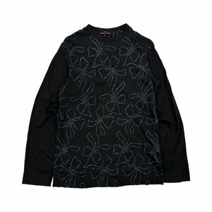 tricot COMME des GARCONS トリコ コムデギャルソン 総柄 デザイン 長袖 Tシャツ ロンT コットン 薄手 Mサイズ/ブラック 黒/AD2016