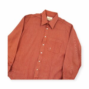 TRUSSARDI トラサルディ ストライプ デザイン 長袖シャツ ドレスシャツ サイズ 5/ メンズ 紳士 オレンジレッド 日本製