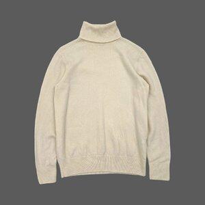 カシミヤ100%◆UNIQLO ユニクロ タートルネック カシミア ウールニットセーター S /アイボリー ホワイト/レディース/a-02