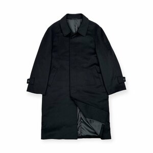 カシミヤ100%◆CASHMERE ロング ステンカラーコート 98-88-175 98AB6 / 着丈110 黒 ブラック メンズ カシミア ビジネス