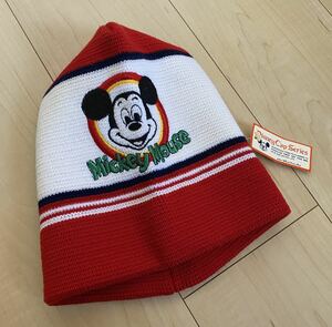 レア 90s クロスキャップ ディズニー Disney ミッキー ニットキャップ レトロ 未使用品 デッドストック 検 ヴィンテージ