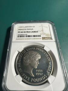 1999 NGC PF66 ULTRA CAMEO 5ポンド プリンセス・ダイアナ追悼 プルーフ 白銅貨 スラブ入り 