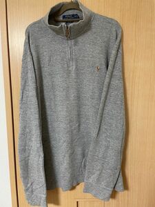 POLO ポロ ラルフローレン ハーフジップ ニット スウェット XL グレー系 ビッグサイズ トレーナー ワンポイント刺繍ポニー