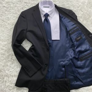 美品/希少L バーバリーブラックレーベル スーツ セットアップ ノバチェック ラムウール100% 40R ブラック 黒 BURBERRY BLACK LABEL 春秋冬