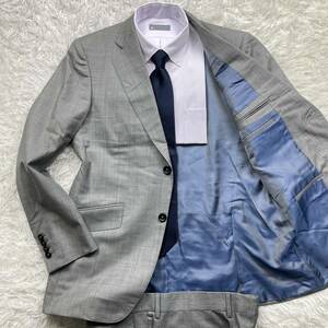 希少L アルフレッドダンヒル スーツ セットアップ テーラードジャケット カラー裏地 グレー 48 ラムウール100% ALFRED DUNHILL 春秋冬