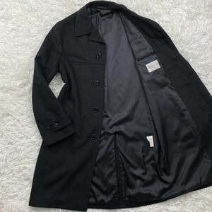 美品/希少XL/カシミヤ混 メンズビギ ステンカラーコート ロングコート ブラック 黒 比翼 LL MEN'S BIGI カシミア混 アウター 秋冬