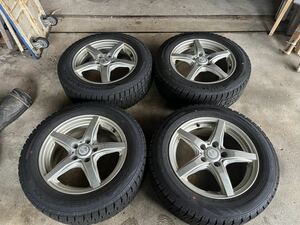 90系 ノア ヴォクシー 等 16×6.5JJ +48 5H114.3 ダンロップ WM02 イボ付き 9.5分山205/60R16 1シーズンのみ使用スタッドレス 2020年製