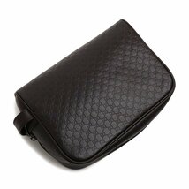 （未使用　展示品）グッチ GUCCI セカンド クラッチバッグ マイクログッチシマ レザー ダークブラウン 茶 シルバー金具 419775_画像5