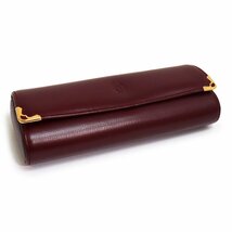 （未使用　展示品）カルティエ Cartier マストライン 眼鏡 メガネケース カーフスキン レザー ボルドー ゴールド金具 L3000184 箱付_画像8