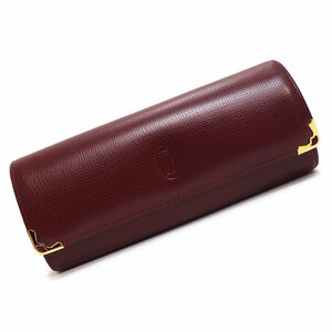 （未使用　展示品）カルティエ Cartier マストライン 眼鏡 メガネケース カーフスキン レザー ボルドー ゴールド金具 L3000184 箱付