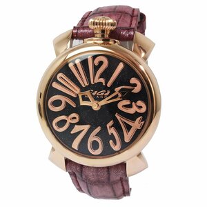 （未使用　展示品）ガガミラノ GaGa MILANO マヌアーレ 40MM スターダスト クォーツ 腕時計 型押しカーフレザー ピンクラメ 5221.01