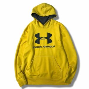 《オススメ◎》UNDER ARMOUR アンダーアーマー★ビッグロゴ*フーデットプルオーバーパーカー*イエロー*サイズLG(MA5434)◆S60