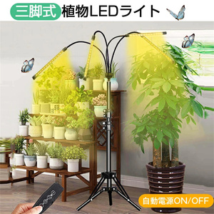 植物育成ライト LED スタンド4灯 タイマー 三脚 植物育成LED usb 観葉植物育成ライト 多肉植物育成 10階段調光 80LEDランプSN159