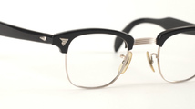 貴重 1950's American Optical アメリカンオプティカル Sirmont サーモント Onyx オニキス ブラック 黒 マルコムX 金張り 44/24 美品 A1444_画像7