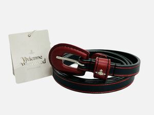 ♪ 美品 Vivienne Westwood ヴィヴィアンウエストウッド オーブ レザー ベルト レディース 牛革 細ベルト 黒 赤 ④