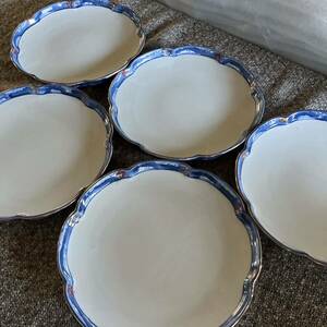 美濃焼　染付　海波模様　皿　プレート　5枚　和食器 食器 陶器