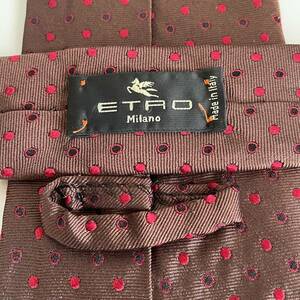 エトロ（ETRO） ブラウン赤丸ネクタイ