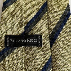 STEFANO RICCI【ステファノリッチ】 黄色青黒ストライプネクタイ
