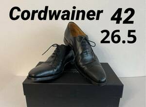 Cordwainer コードウェイナー 42 26.5cm 革靴 ストレートチップ ブラック レザー ブラック ビジネスシューズ レザーシューズ 