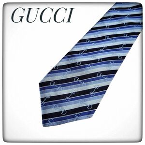 【GUCCI グッチ 】レジメンタルストライプ ホースビット ネクタイ ネイビー ブランド シルクネクタイ 柄