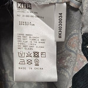 KITH ペイズリーネイビーシャツ サイズL 長袖シャツ 2021SS 総柄 勾玉 シルク混 コットン キス ペイズリー柄の画像6