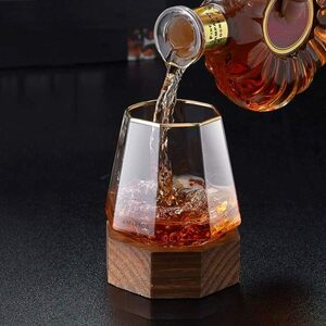 2点セット オシャレなダイヤモンドデザイン木製ホルダー付テイスティンググラス ウイスキーグラス ワイングラス ガラス製 ギフト