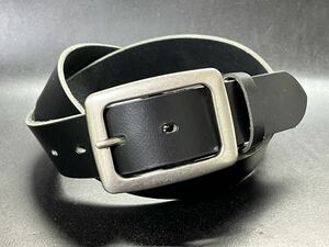 カジュアルベルト　サイズ調節可　バックル交換可　本革　ヌメ革　一枚革　日本製　新品　未使用　送料無料　ブラック