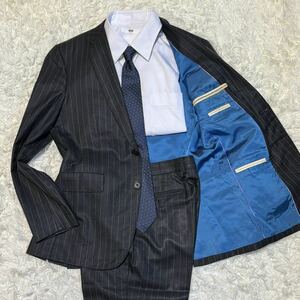 1円 Lサイズ 美品 paul smith ポールスミス スーツ 知的な漢の嗜み ネイビー ストライプ 裏地 ビジネス メンズ 紳士服 セットアップ