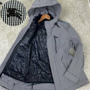 1円 極美品 Burberry Black Label ギンガムチェック マウンテンパーカー ナイロンジャケット ダウンベスト ホースロゴ ライナー付き M 2way