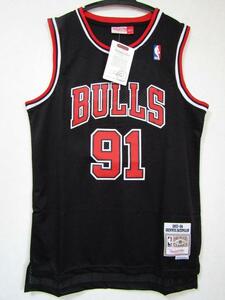 新品 NBA RODMAN #91 デニス・ロッドマン BULLS シカゴ・ブルズ ユニフォーム ゲームシャツ　ジャージ　刺繍　マイケル・ジョーダン　黒 XL